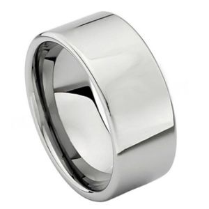 12mm Tungsten Wedding band flat pipe cut style